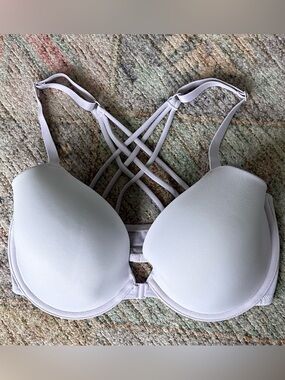 Crisscross Front Closure Light Gray Bra - Women Intimates & Sleepwear